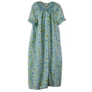 Dan Ellen House Coat Robe Size 38 (US 8) Floral Short Sleeve Length 54"